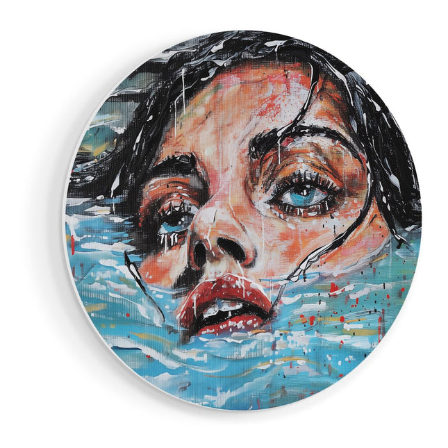 Wandcirkel vooraanzicht Kunstwerk van een Vrouw in het Water