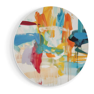 Wandcirkel vooraanzicht Abstract Kunstwerk met Heldere Kleuren