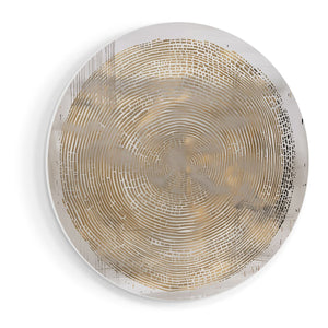 Wandcirkel vooraanzicht Abstract Kunstwerk van een Gouden Cirkel op een Witte Achtergrond