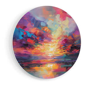 Wandcirkel vooraanzicht Abstract Kunstwerk van een Kleurrijke Zonsondergang