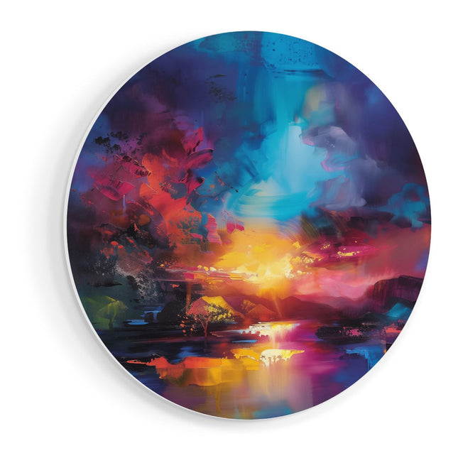 Wandcirkel vooraanzicht Abstract Kunstwerk van een Zonsondergang