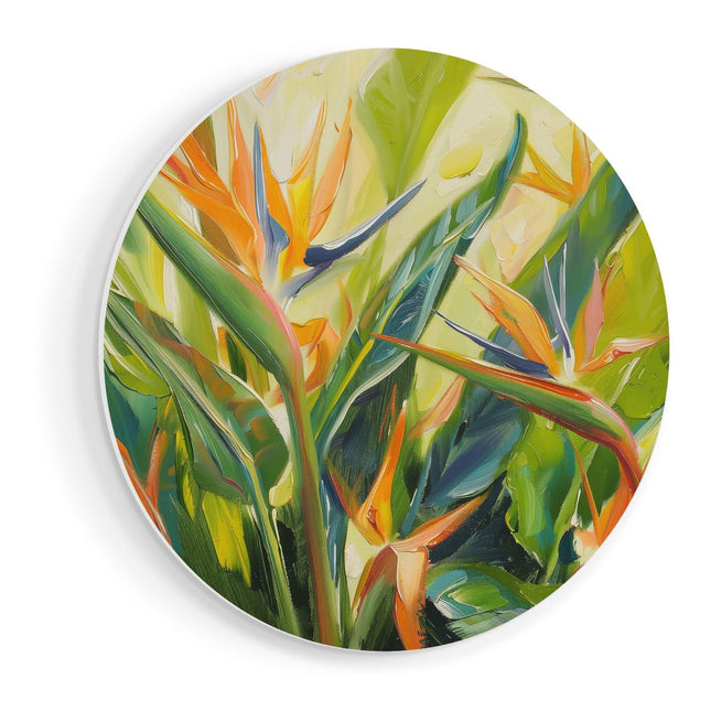 Wandcirkel vooraanzicht Kunstwerk van Paradijsvogels
