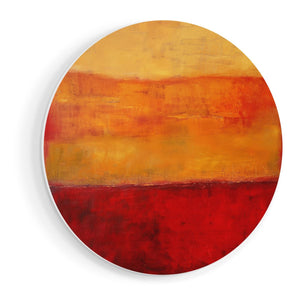 Wandcirkel vooraanzicht Abstract Kunstwerk met Rode en Gele Kleuren