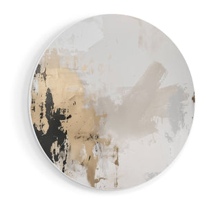 Wandcirkel vooraanzicht Abstract Kunstwerk met Goud en Zwarte Verf