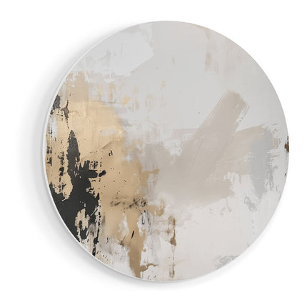 Wandcirkel vooraanzicht Abstract Kunstwerk met Goud en Zwarte Verf