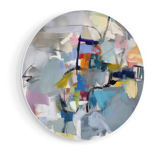 Wandcirkel vooraanzicht Abstract Kunstwerk met veel Kleuren