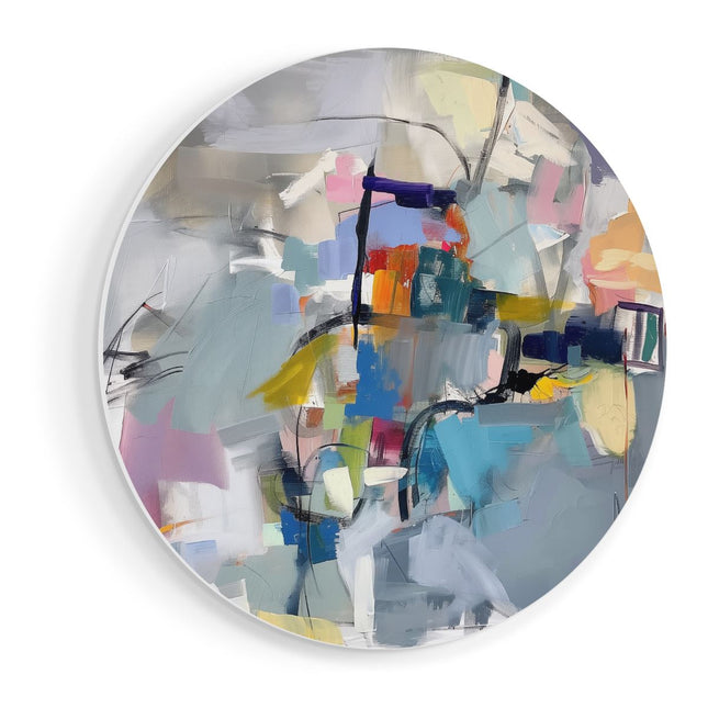 Wandcirkel vooraanzicht Abstract Kunstwerk met veel Kleuren