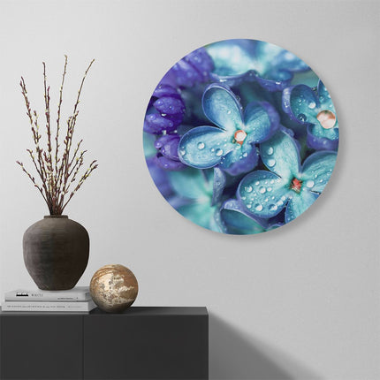Wandcirkel muur Blauwe Lila Bloemen - Seringen