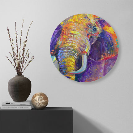 Wandcirkel muur Olifant Van Olieverf - Kleur - Abstract