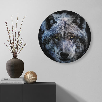 Wandcirkel muur Grijze Wolvenkop - Wolf