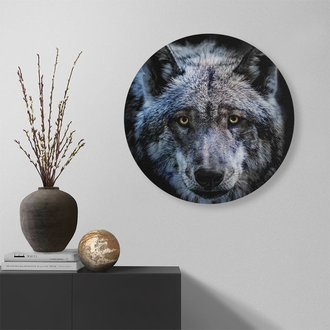 Wandcirkel muur Grijze Wolvenkop - Wolf