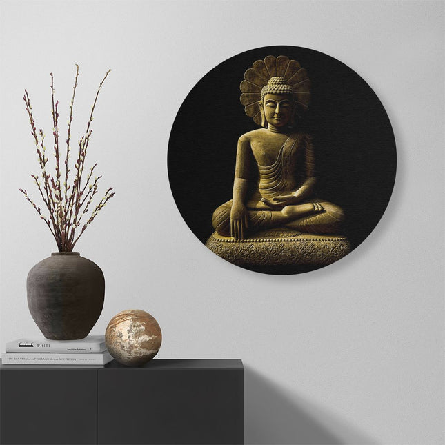 Wandcirkel muur Gouden Boeddha Beeld In Meditatie 