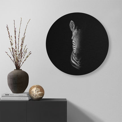 Wandcirkel muur Halve Zebra - Zwart Wit