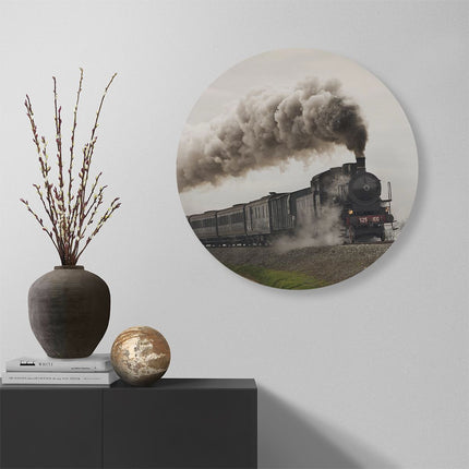 Wandcirkel muur Locomotief Trein met Rook Wolken