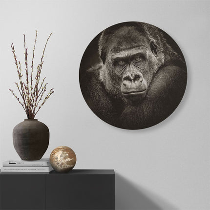 Wandcirkel muur Gorilla - Zwart Wit