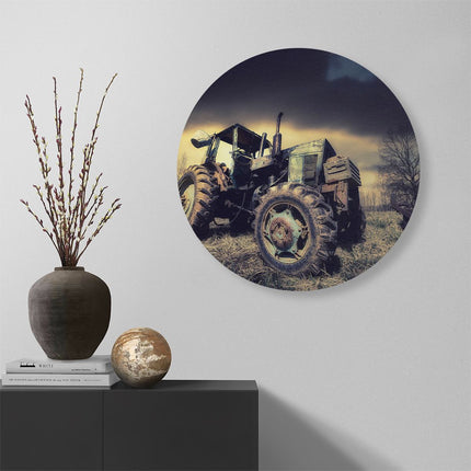 Wandcirkel muur Oude Tractor op het Grasveld - Trekker