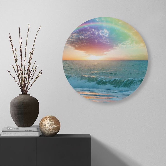 Wandcirkel muur Regenboog in het Water bij het Strand