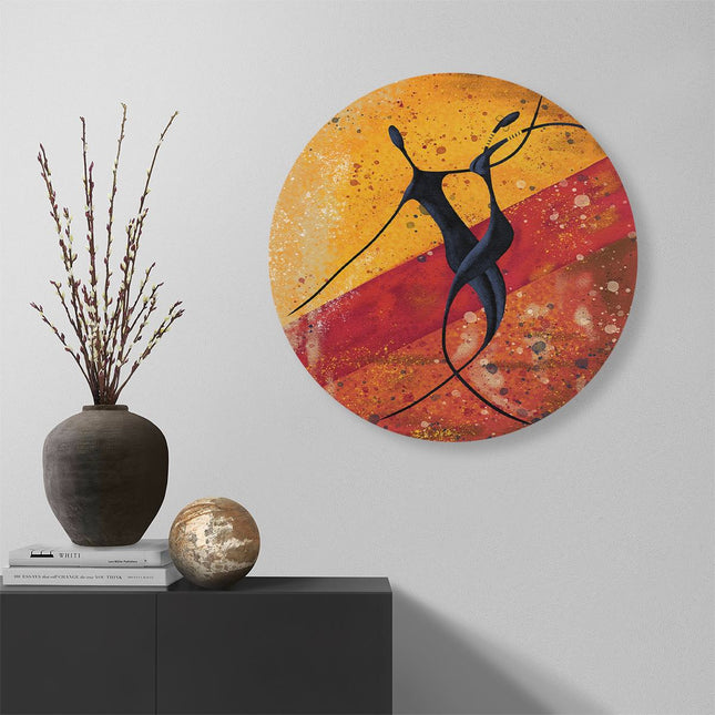 Wandcirkel muur Abstracte Kunst - Dansend Afrikaans Paar