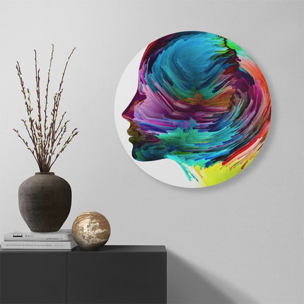 Wandcirkel muur Abstracte Kunst van een Gezicht - Hoofd