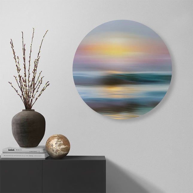 Wandcirkel muur Wazig Beeld van een Zonsondergang boven de Oceaan