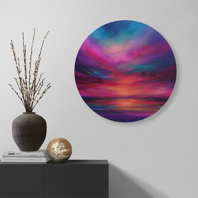 Wandcirkel muur Abstract Kunstwerk van een Zonsondergang