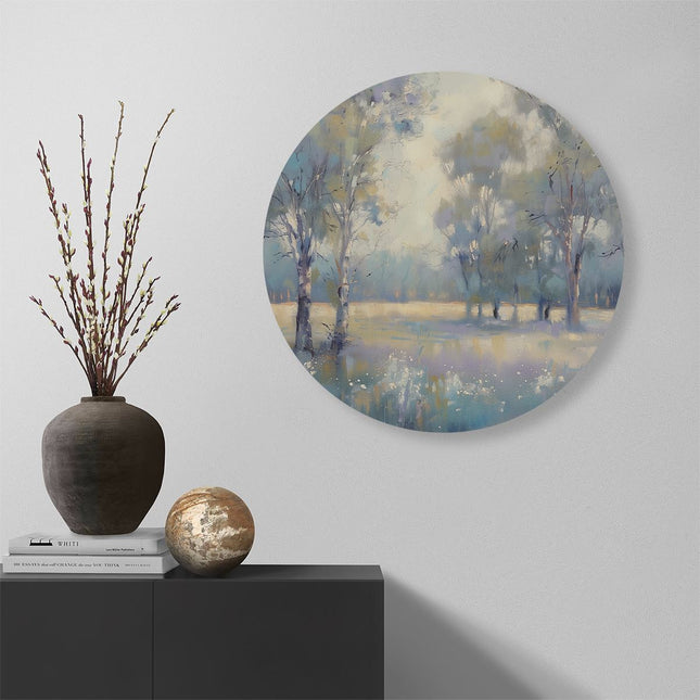 Wandcirkel muur Kunstwerk van Bomen in een Veld