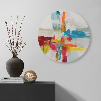 Wandcirkel muur Abstract Kunstwerk met Heldere Kleuren