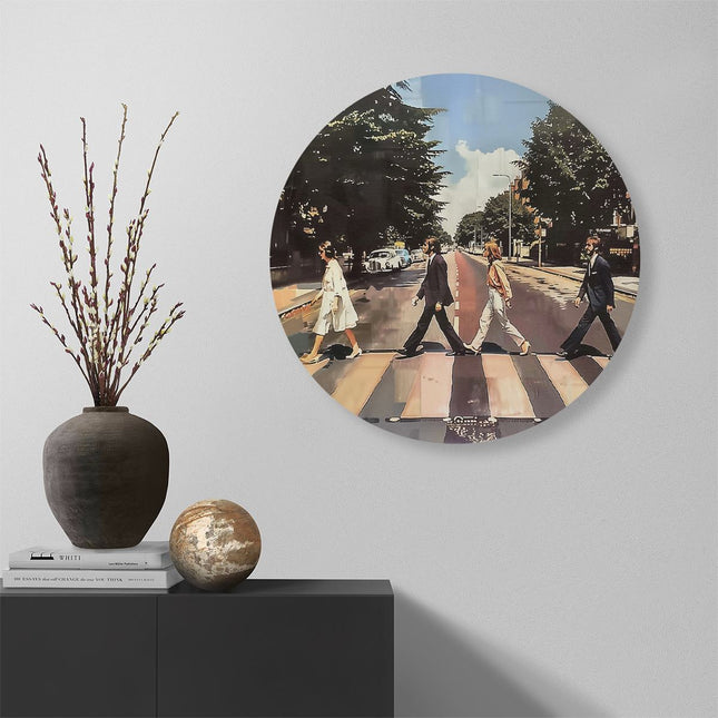 Wandcirkel muur Kunstwerk van de Beatles die een Straat Oversteken