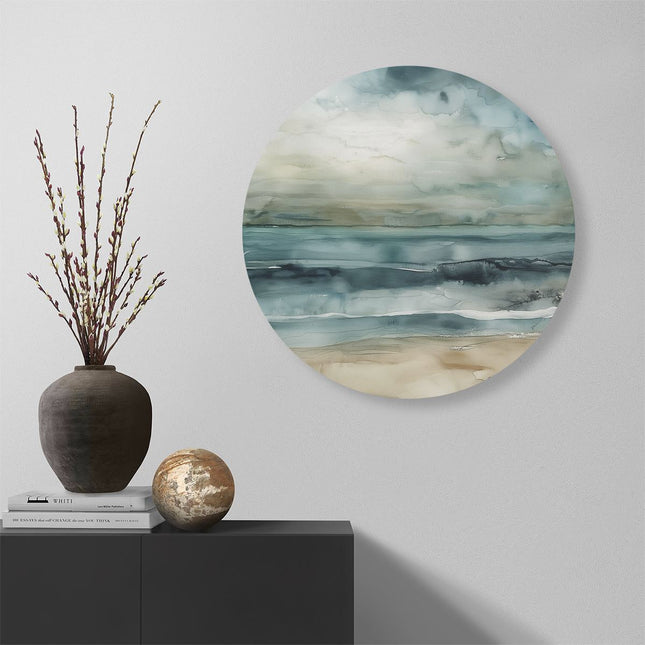 Wandcirkel muur Aquarelkunstwerk van de Oceaan