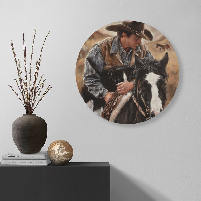 Wandcirkel muur Cowboy en zijn Hond