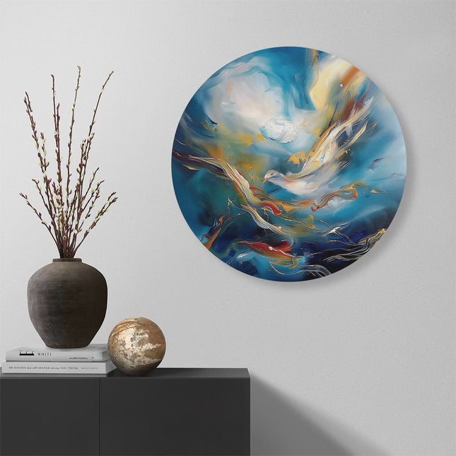 Wandcirkel muur Abstract Kunstwerk van een Duif die in de Lucht Vliegt