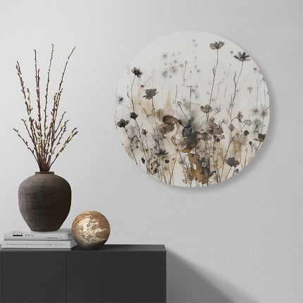 Wandcirkel muur Kunstwerk van Bloemen in een Veld