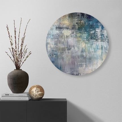Wandcirkel muur Abstract Kunstwerk met Blauwe en Witte Kleuren
