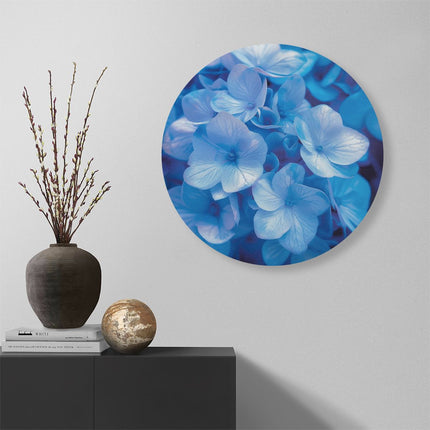 Wandcirkel muur Close-Up van Blauwe Bloemen