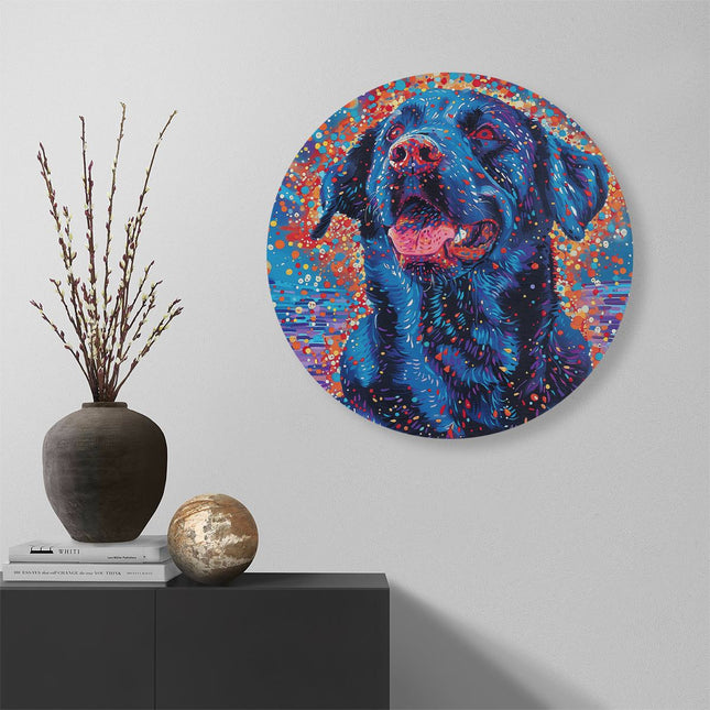 Wandcirkel muur Zwart Labrador Retriever-Kunstwerk
