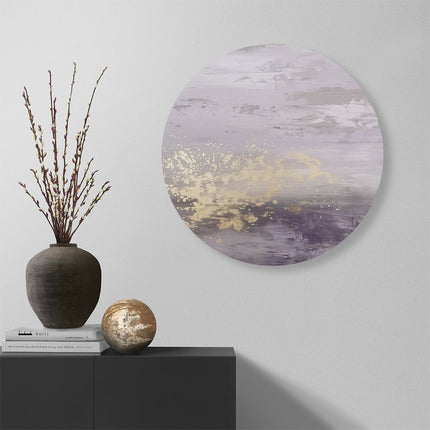 Wandcirkel muur Abstract Kunstwerk in Paars en Goud
