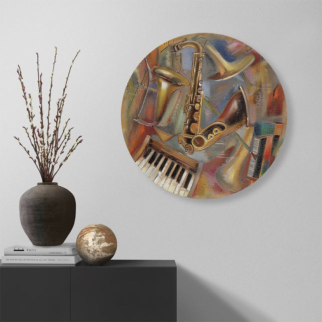 Wandcirkel muur Saxofoons, Keyboards en andere Muziekinstrumenten