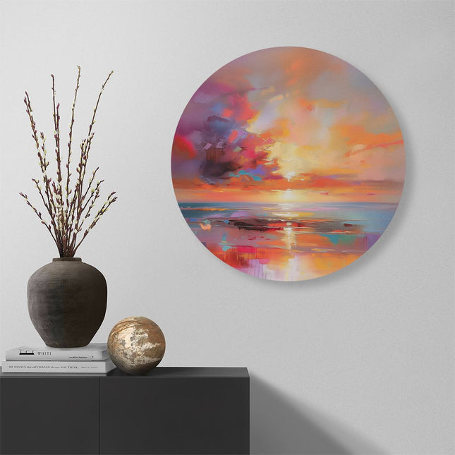 Wandcirkel muur Abstract Kunstwerk van een Zonsondergang
