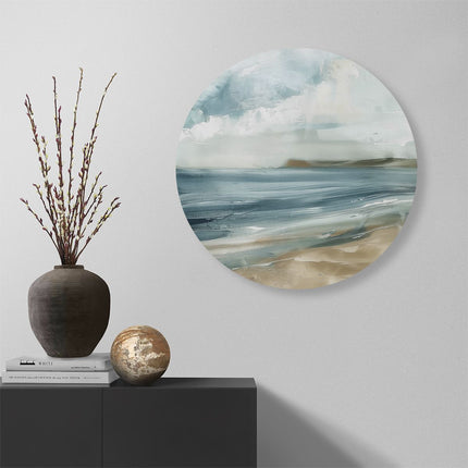 Wandcirkel muur Kunstwerk van een Strand met Wolken