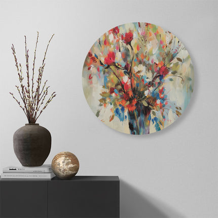 Wandcirkel muur Kunstwerk van Bloemen in een Vaas