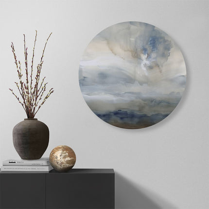 Wandcirkel muur Abstract Kunstwerk met Blauwe en Witte Wolken