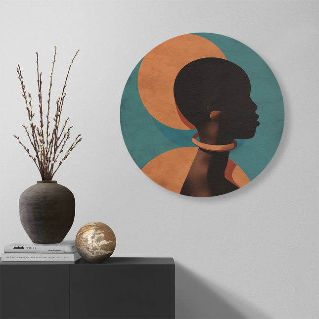 Wandcirkel muur Silhouet van Afrikaanse Vrouw