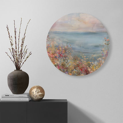 Wandcirkel muur Kunstwerk van Bloemen aan Zee