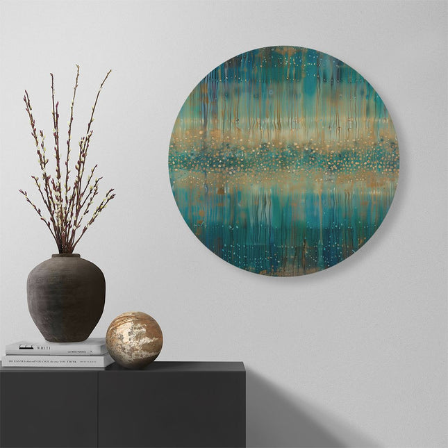 Wandcirkel muur Het Kunstwerk is Blauw en Goud