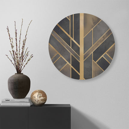 Wandcirkel muur Zwart en Goud Art Deco Behang
