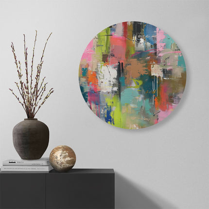 Wandcirkel muur Abstract Kunstwerk met Heldere Kleuren
