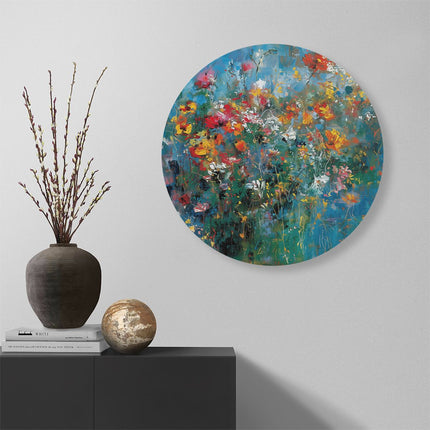 Wandcirkel muur Kleurrijke Bloemen in een Vaas