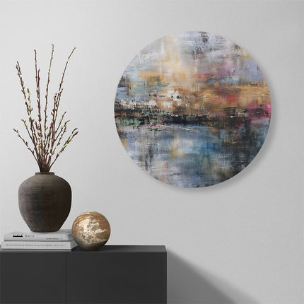 Wandcirkel muur Abstract Kunstwerk met veel Kleuren