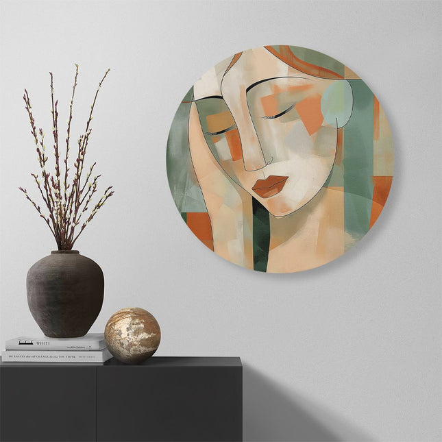 Wandcirkel muur Abstract Kunstwerk van het Gezicht van een Vrouw