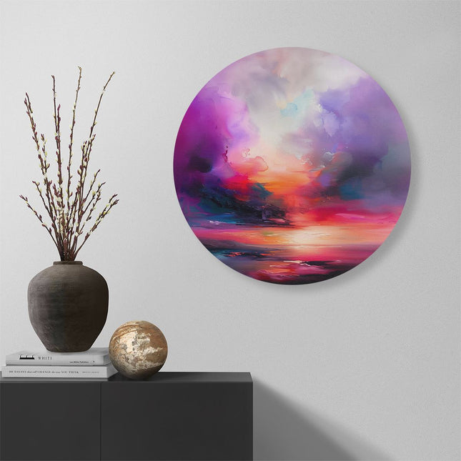 Wandcirkel muur Abstract Kunstwerk van een Zonsondergang